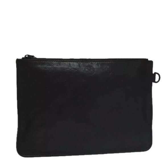 LOUIS VUITTON Monogram Shadow Pouch Leather Black LV Auth - Picture 2 of 15